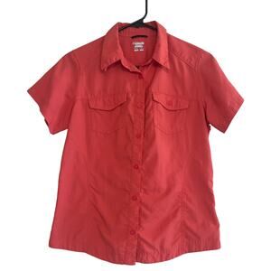 Columbia Nylon Outdoor Short Sleeve Button Up Shirt Orange Size Small